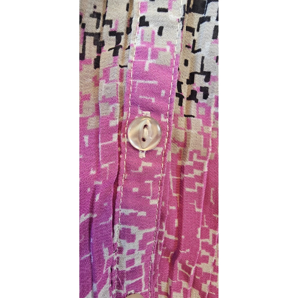 Fashion Bug Women 3X Purple Geometric Abstract Pleated Button Up Blouse Top - Picture 6 of 7